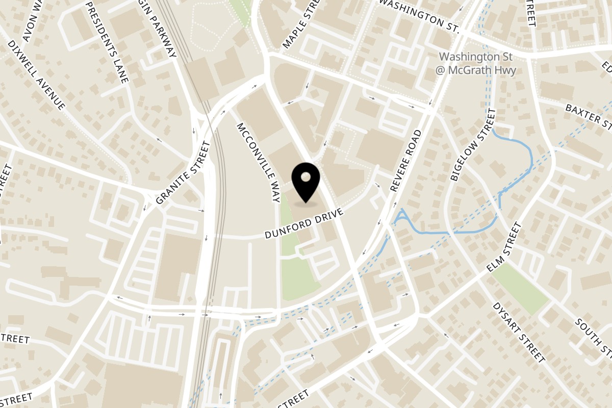 Map showing the location of Magic Bowl on 1515 Hancock St in Quincy